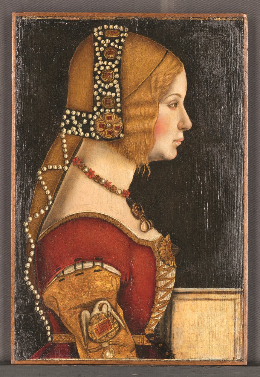 Retrato de Isabel de Aragão, duquesa de Milão (1470-1524) (óleo sobre painel) de Bernardino de