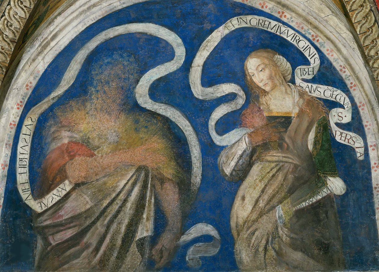 Le prophete Zacharie et la sibylle persique (Sabbe) - O Profeta Zacarias e a Sibila Persa, por Pinturicchio, Bernardino, Workshop de (1454-1513). Fresco de Bernardino di Betto (workshop of) Pinturicchio