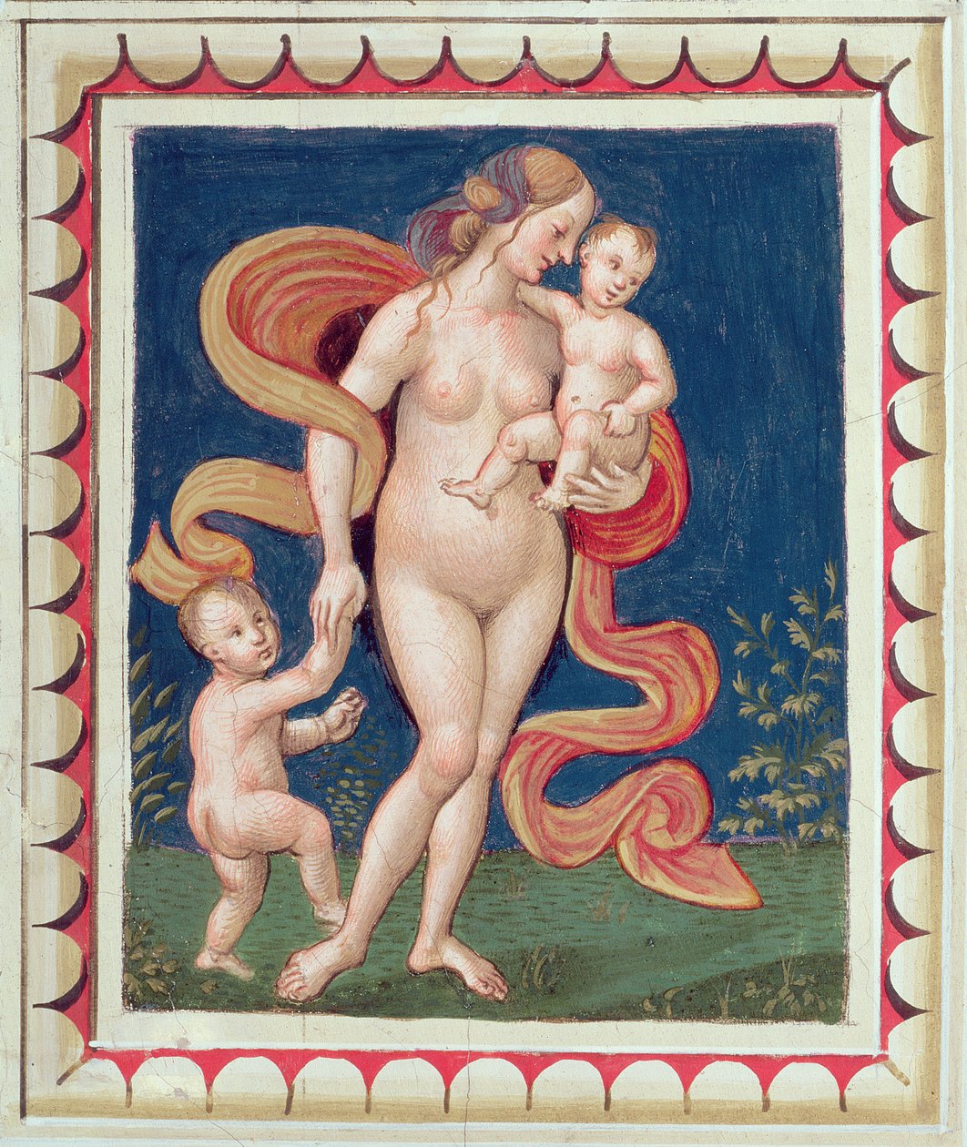 Alegoria da Caridade, detalhe a partir do tecto de Bernardino di Betto Pinturicchio