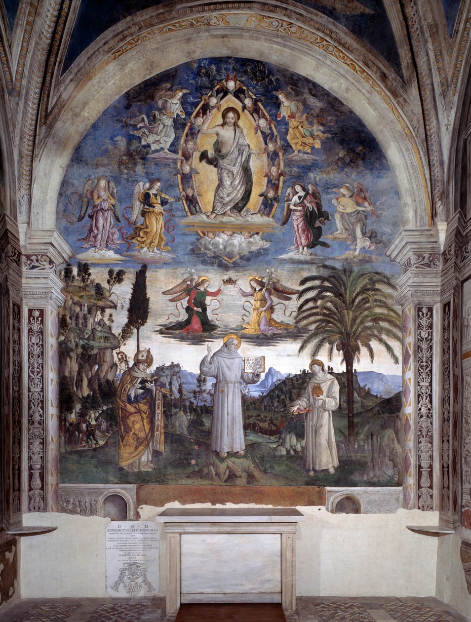 Glória de Bernardino de Siena (Fresco, c.1486) de Bernardino di Betto Pinturicchio