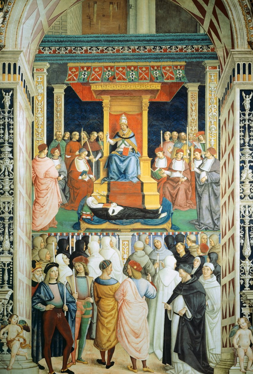 Pio II canonizando Santa Catarina de Sena em 1461 de Bernardino di Betto Pinturicchio
