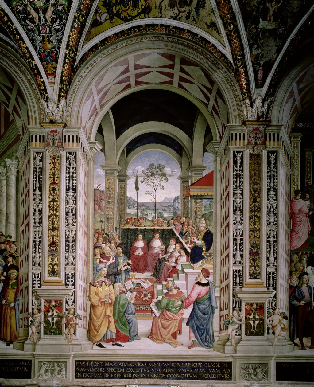 Papa Pio II (1405-64) preside a Dieta de Mântua em 1459 de Bernardino di Betto Pinturicchio
