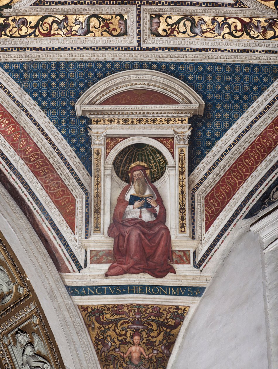 São Jerônimo, detalhe dos Doutores da Igreja (afresco de Bernardino di Betto Pinturicchio