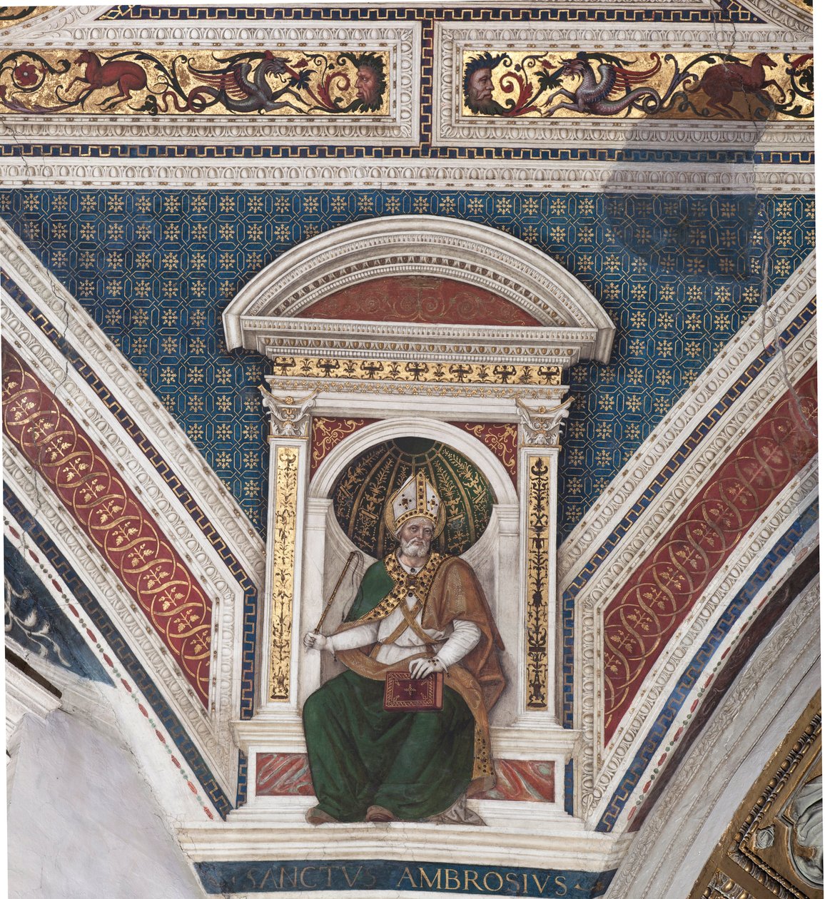 Santo Ambrósio, detalhe dos Doutores da Igreja (fresco de Bernardino di Betto Pinturicchio