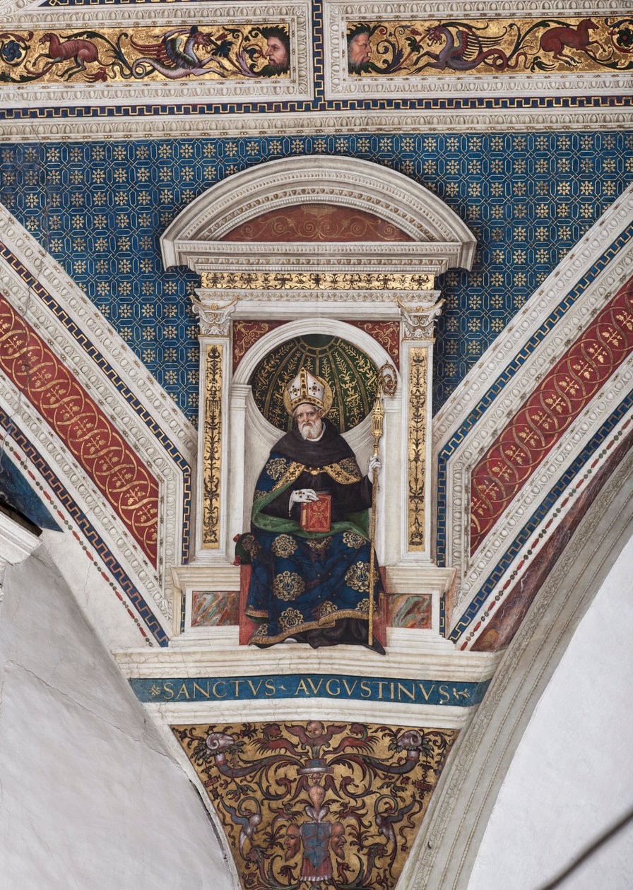 Santo Agostinho de Hipona, detalhe dos Doutores da Igreja (fresco de Bernardino di Betto Pinturicchio
