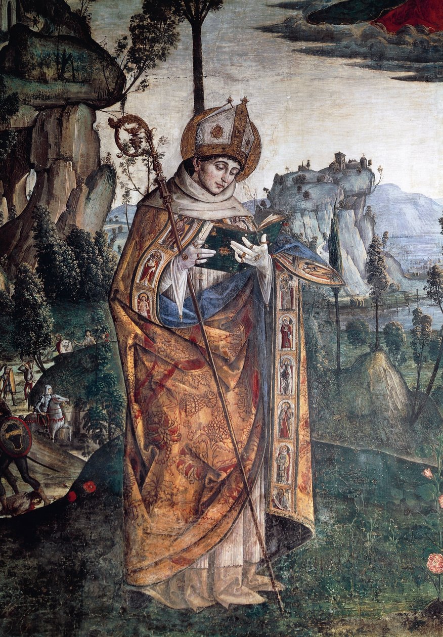 São Luís de Toulouse, detalhe da Glória de São Bernardino de Bernardino di Betto Pinturicchio