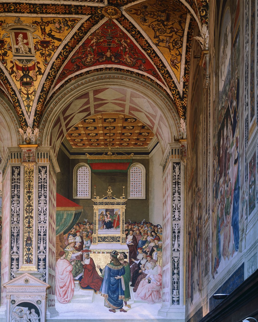 Histórias de Pio II: Piccolomini eleito Cardeal por Bernardino Pinturicchio (cerca de 1452-1513), Biblioteca Piccolomini, Catedral de Siena de Bernardino di Betto Pinturicchio
