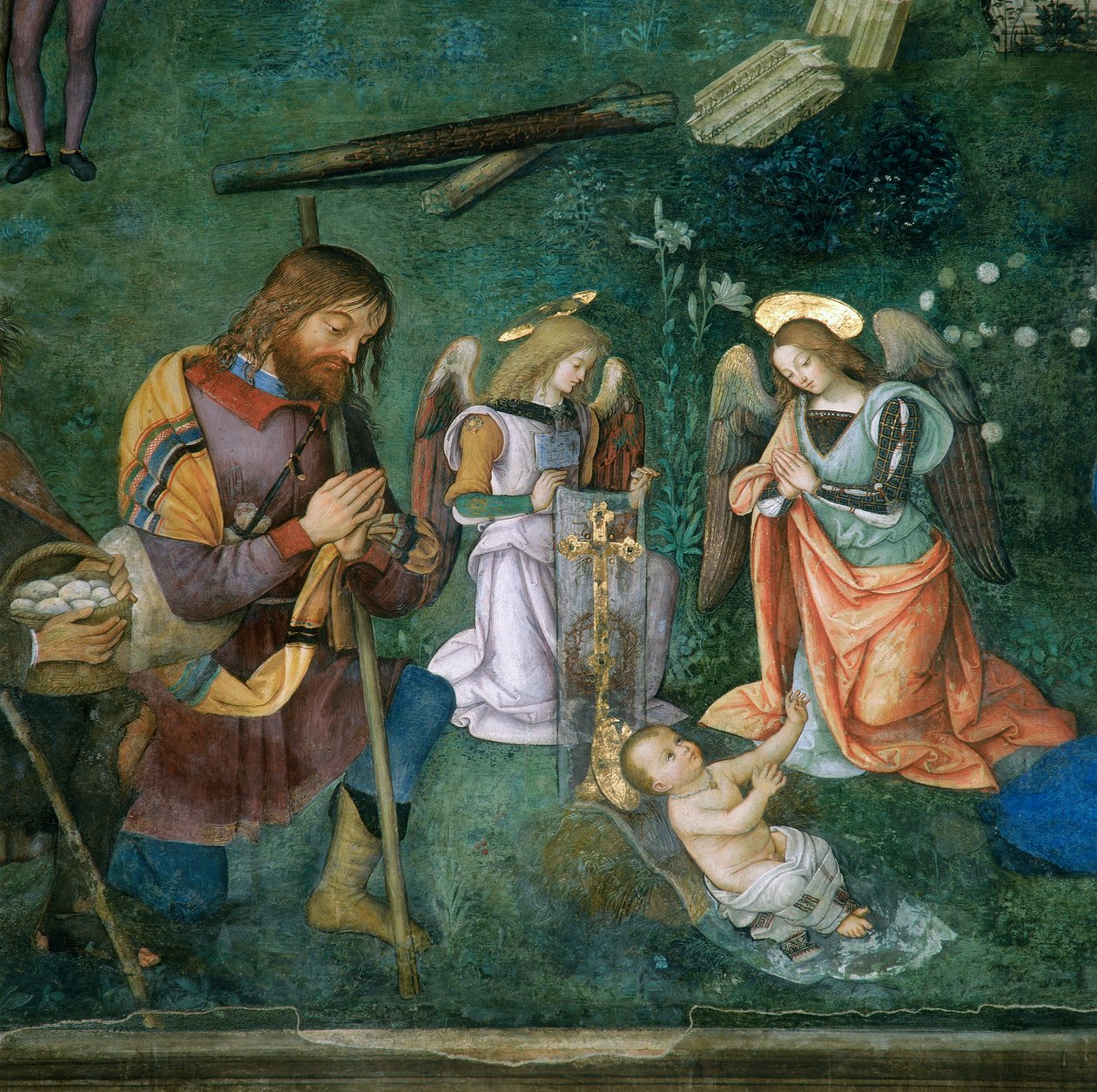 O Menino Jesus, detalhe da Natividade de Bernardino di Betto Pinturicchio