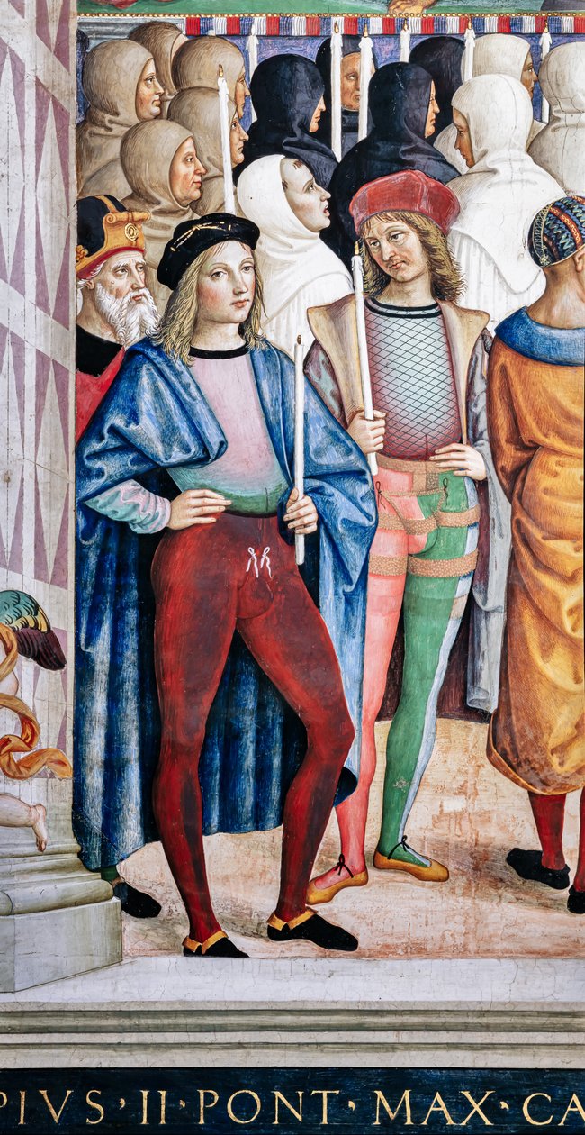 A Biblioteca Piccolomini, muro sudoeste: "Pio II canoniza Santa Catarina de Siena, 29 de Junho de Bernardino di Betto Pinturicchio