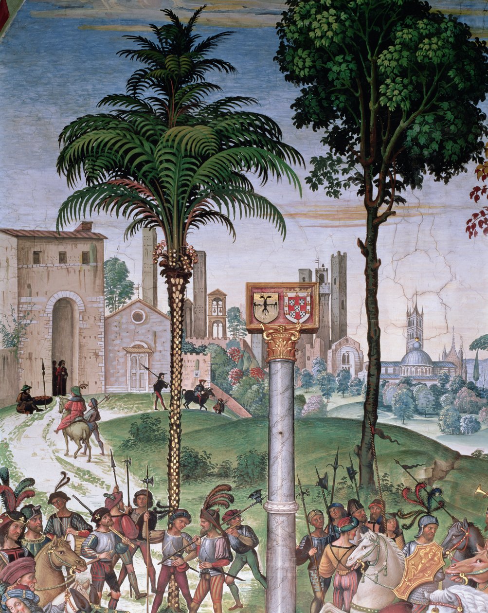 Vista de Siena com a Catedral e Porta Camollia, detalhe de 