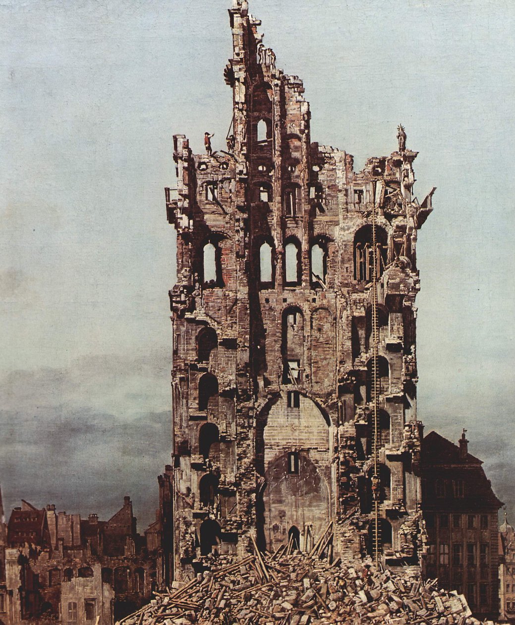 Vista, de, dresden, a, ruína, de, a, Kreuzkirche, visto, de, a, leste de Bernardo Bellotto