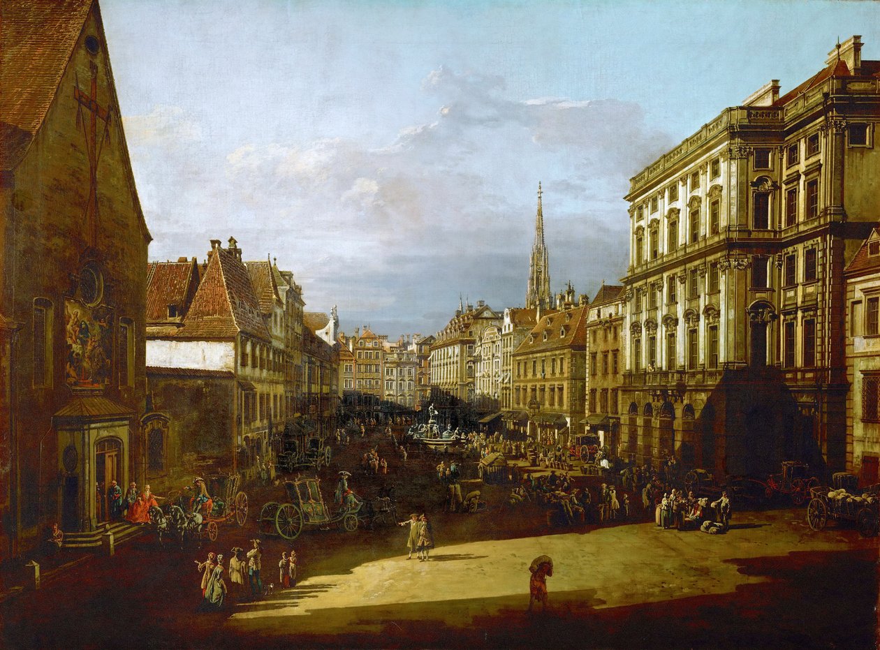 Vista de Viena, mercado de farinha visto do sudoeste para nordeste de Bernardo Bellotto