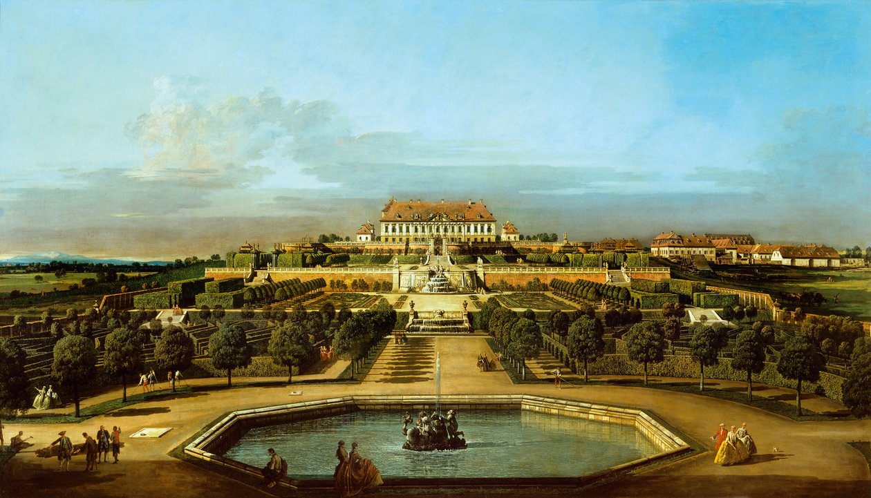 O palácio imperial Schloßhof, lado do jardim de Bernardo Bellotto