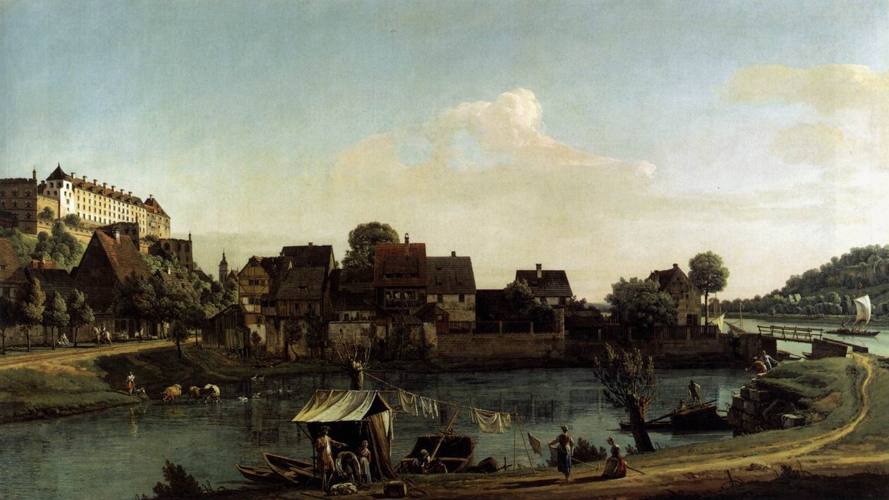 Pirna visto da cidade do porto de Bernardo Bellotto