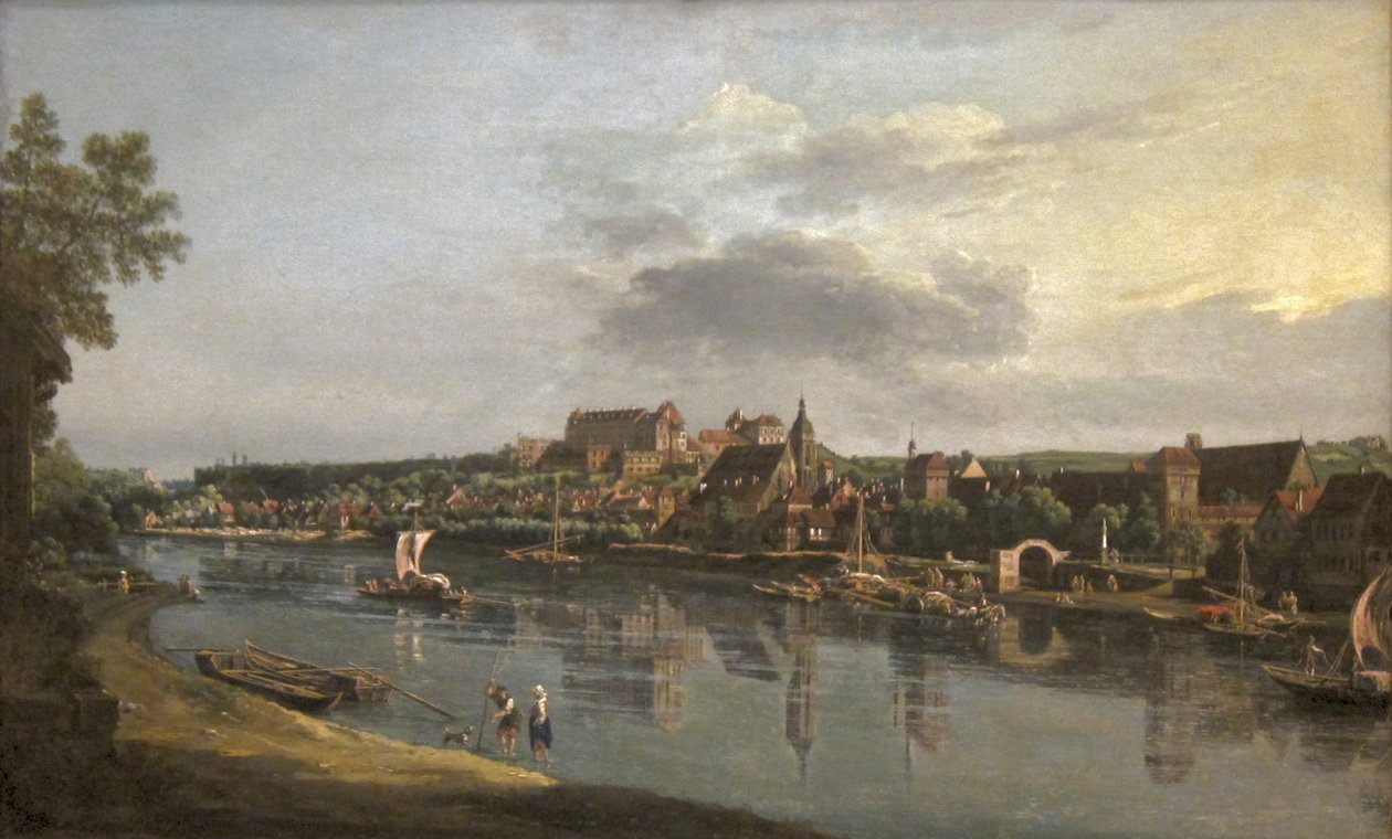 Pirna visto da margem direita do rio Elba de Bernardo Bellotto
