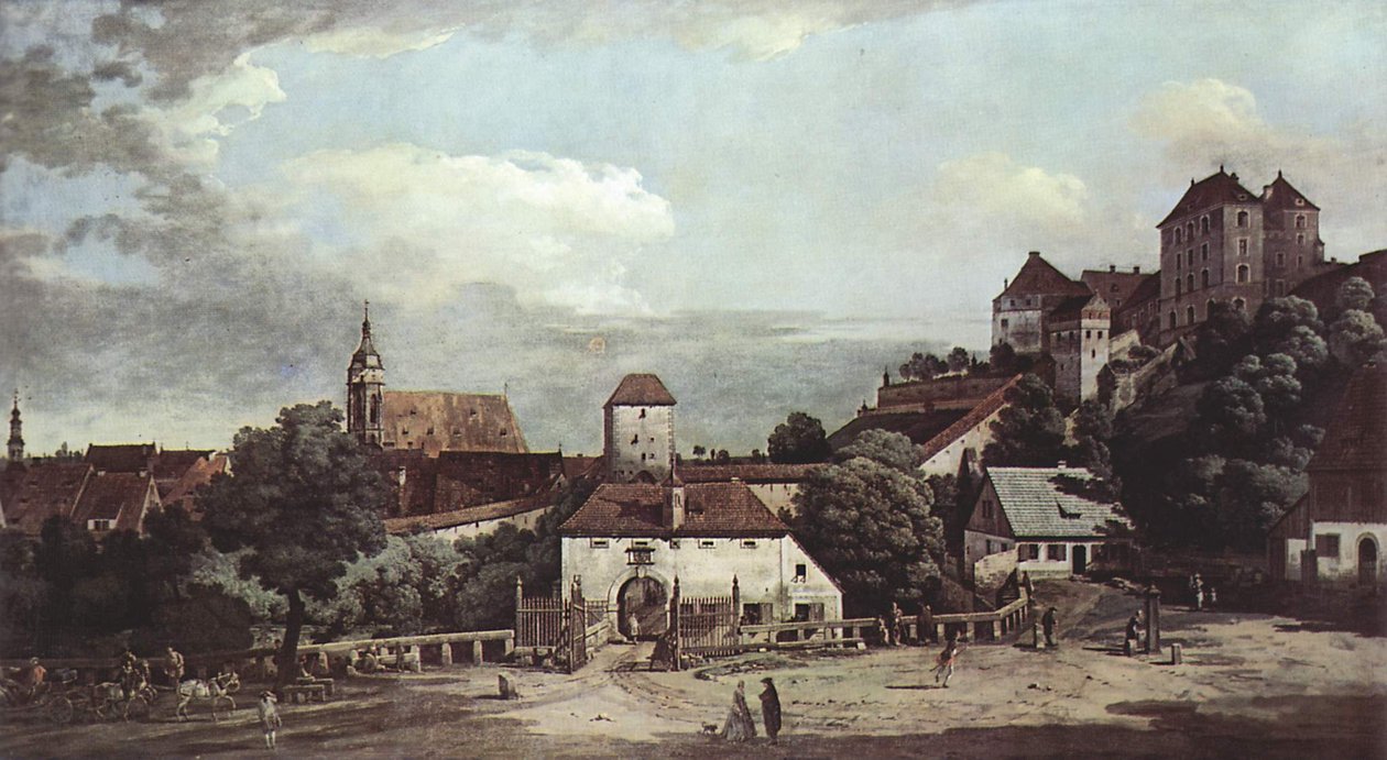 Pirna visto do lado sul, com fortificações e Obertor de Bernardo Bellotto