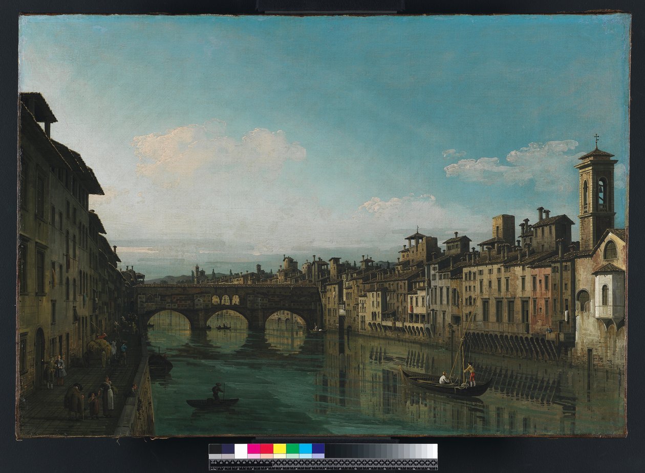 O Arno em Florença com a Ponte Vecchio, c.1745 de Bernardo Bellotto