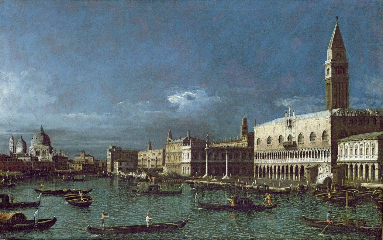 O Grande Canal com a Igreja de Santa Maria della Salute, do século 18 de Bernardo Bellotto