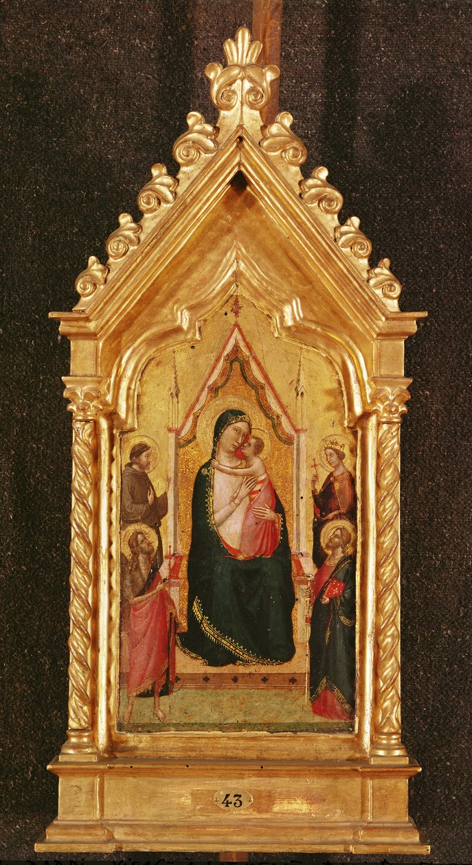 Virgem e Criança com Santos (tempera no painel) de Bernardo Daddi