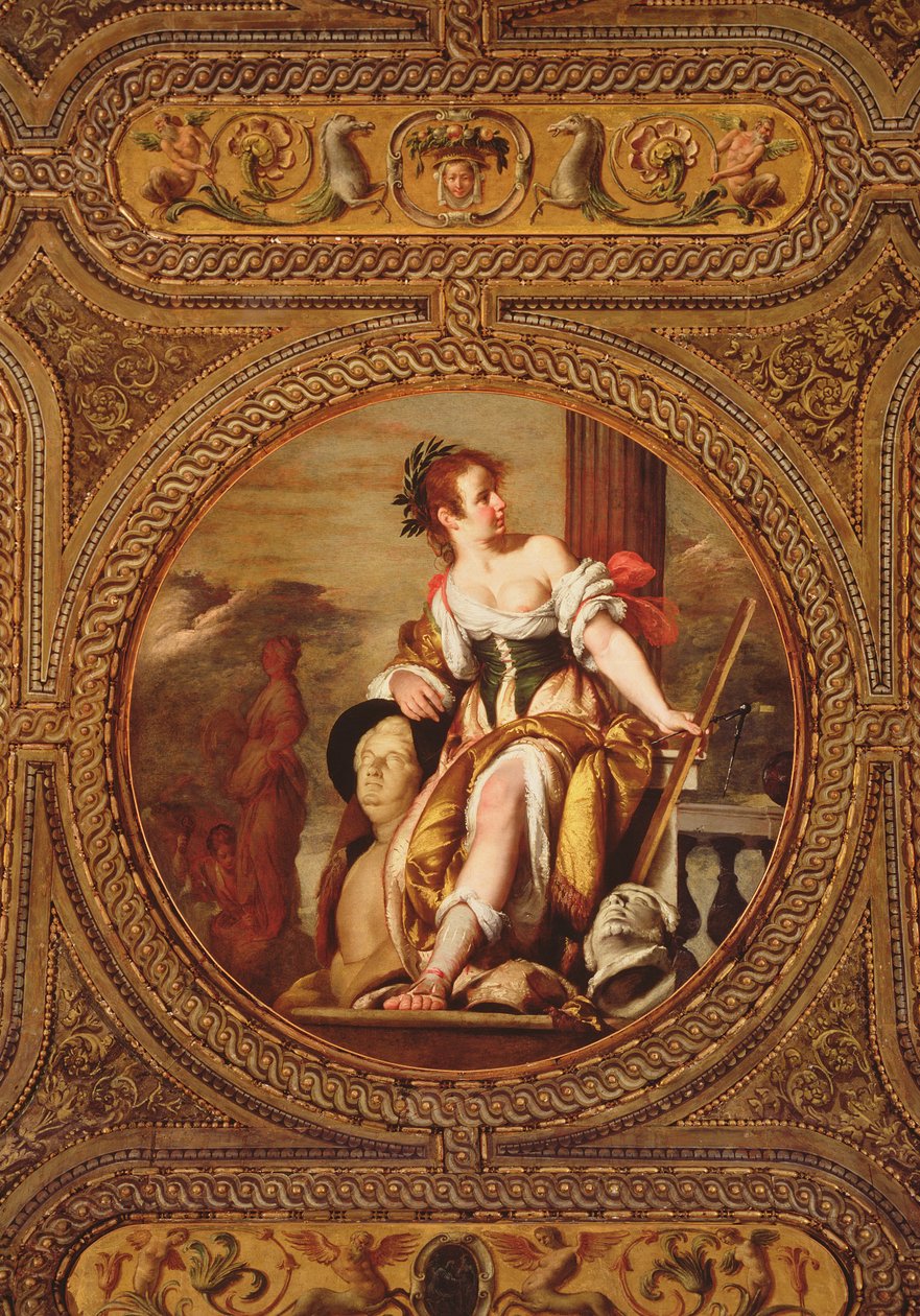 Alegoria da Escultura, do teto da biblioteca, 1635 de Bernardo Strozzi
