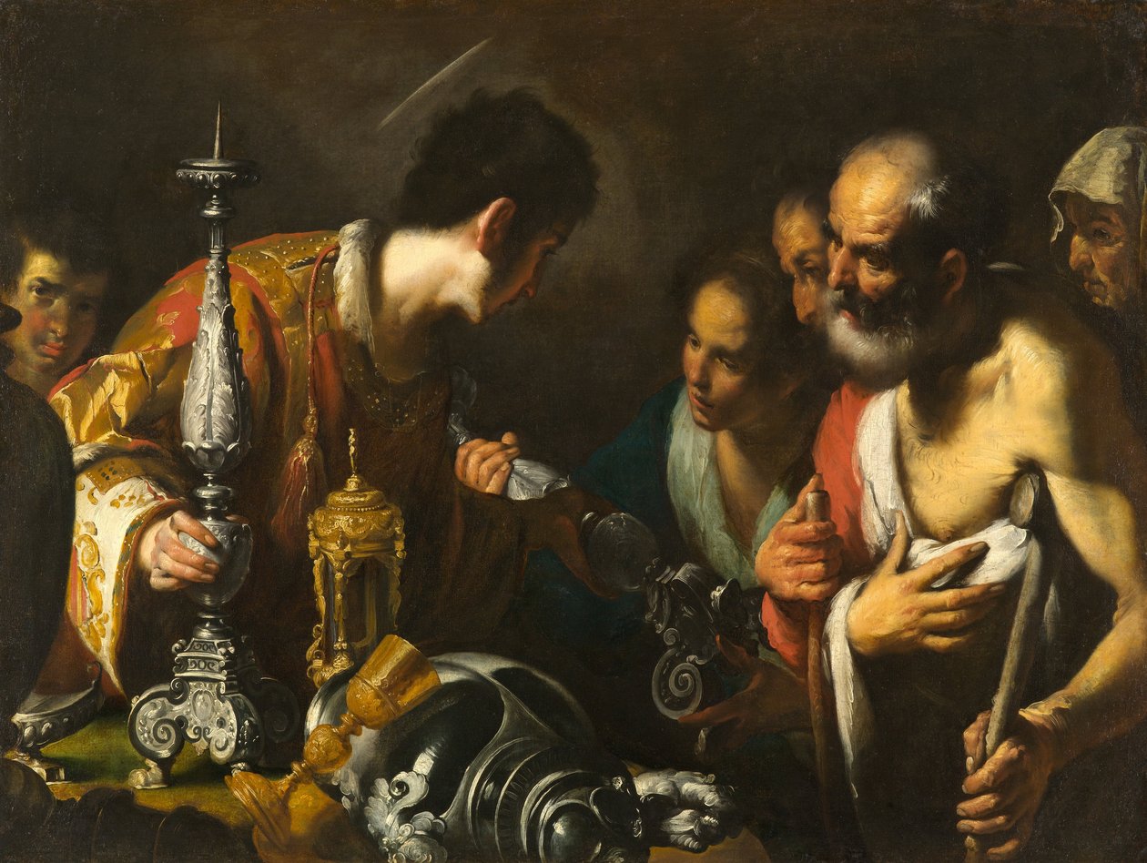 São Lourenço Distribuindo os Tesouros da Igreja de Bernardo Strozzi