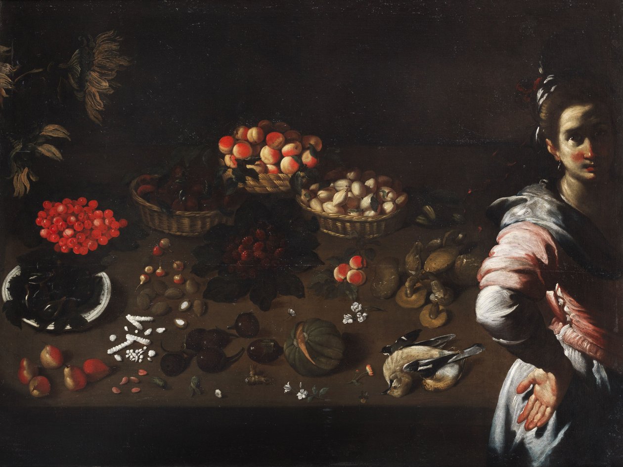 Ainda vida com empregada de Bernardo Strozzi