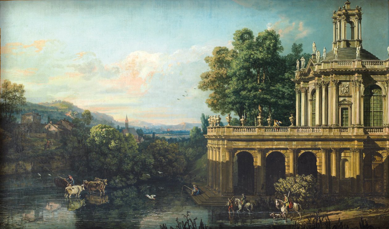 Capricho arquitetónico com um palácio de Bernardo Bellotto