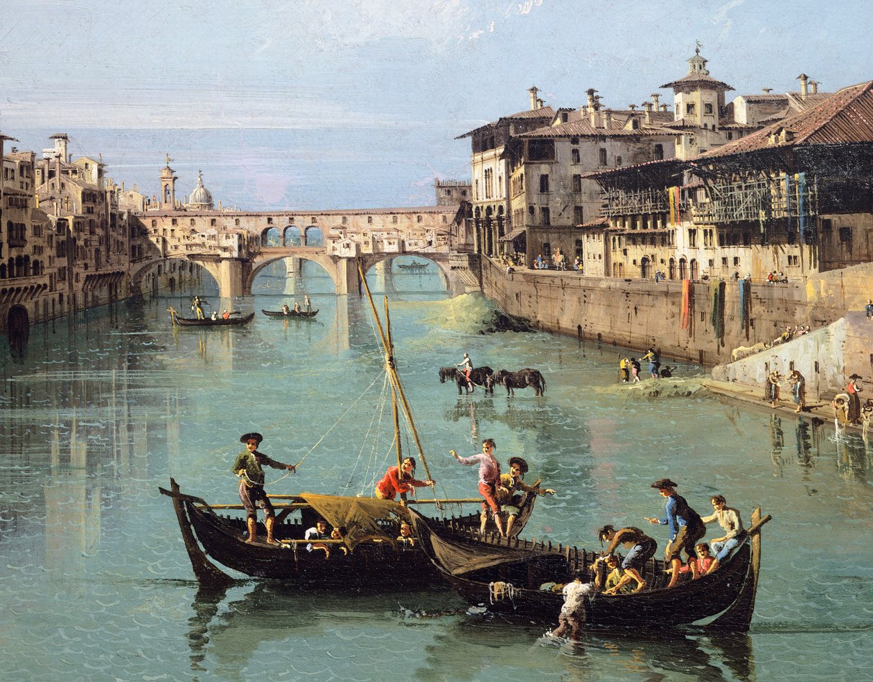 Rio Arno e Ponte Vecchio em Florença de Bernardo Bellotto