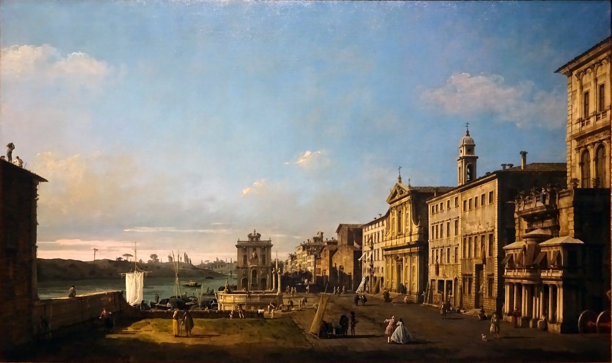 Bernardo Bellotto - Ansicht der Via di Ripetta in Rom, 1742-1744 de Bernardo Bellotto