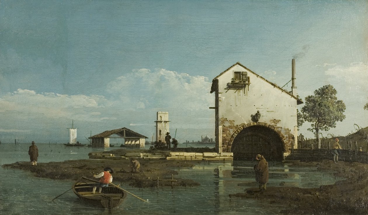 Capriccio, The Lagoon, c.1743 (óleo sobre tela) de Bernardo Bellotto