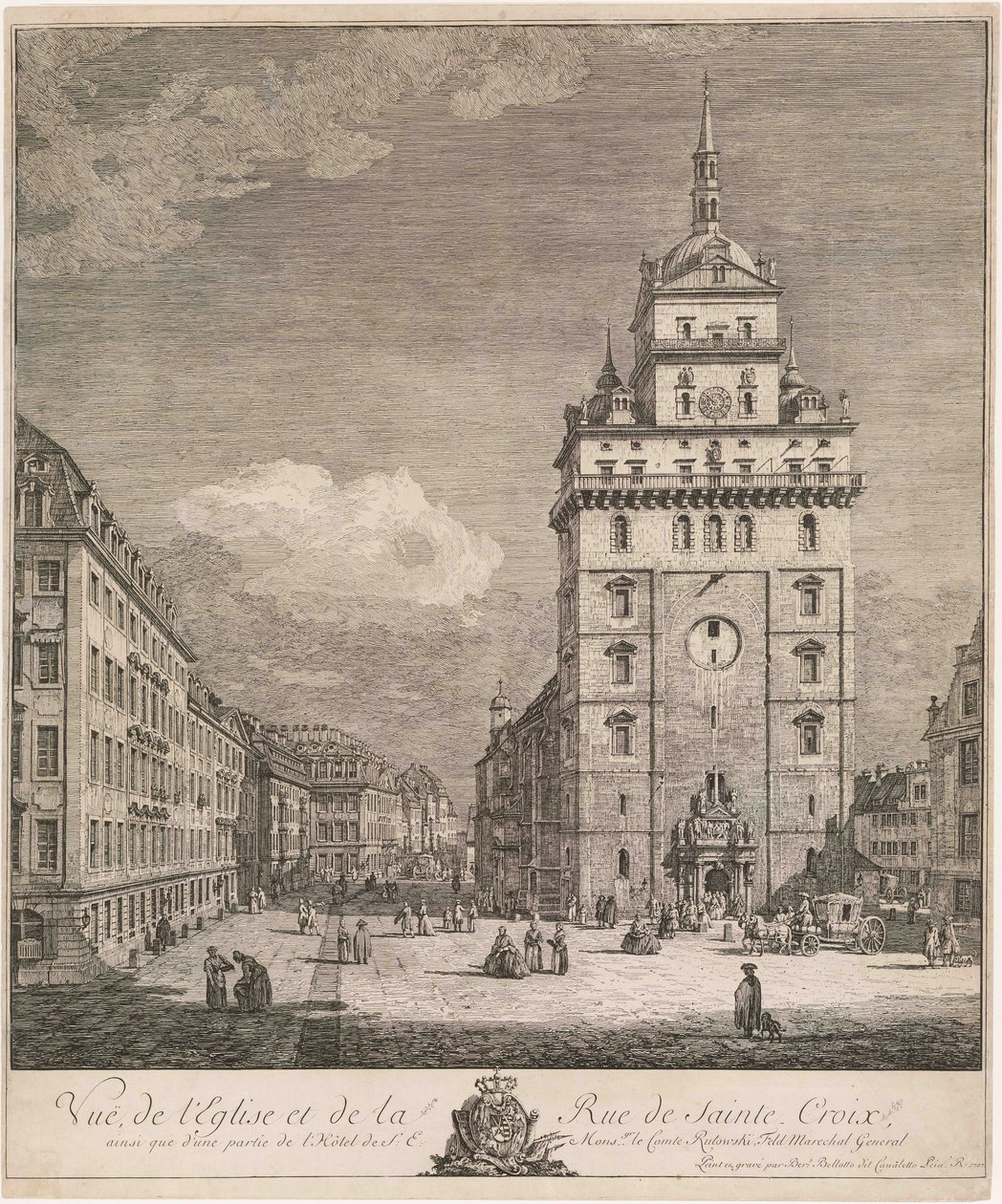 A antiga Igreja da Cruz de Dresden, folha da série «Vedutas de Dresden» de Bernardo Bellotto