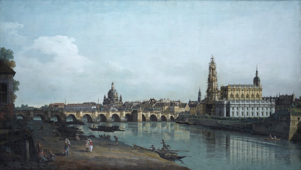 Dresden vista da margem direita do Elba, abaixo da ponte de Augusts, 1748 de Bernardo Bellotto