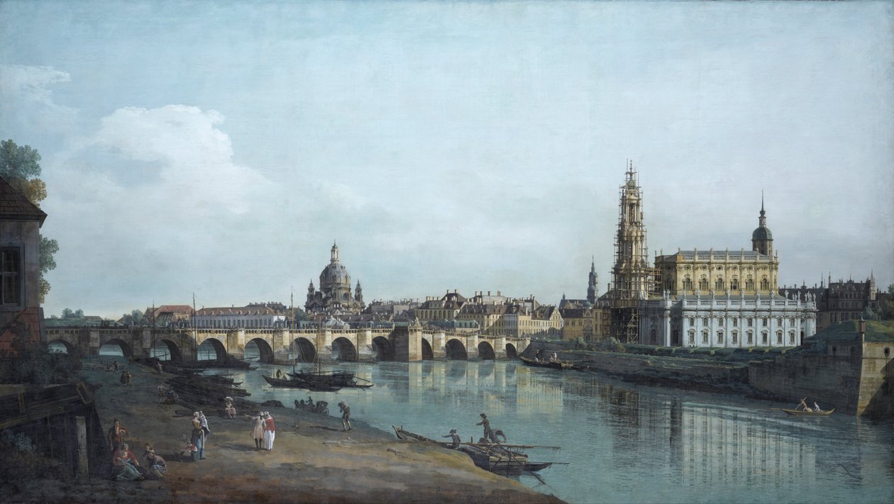 Dresden vista da margem direita do Elba, sob a ponte de Augusto de Bernardo Bellotto