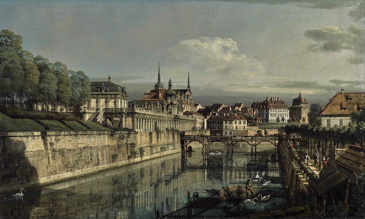 Alemão: Dresden, am Zwinger Vista do fosso do Zwinger de Bernardo Bellotto