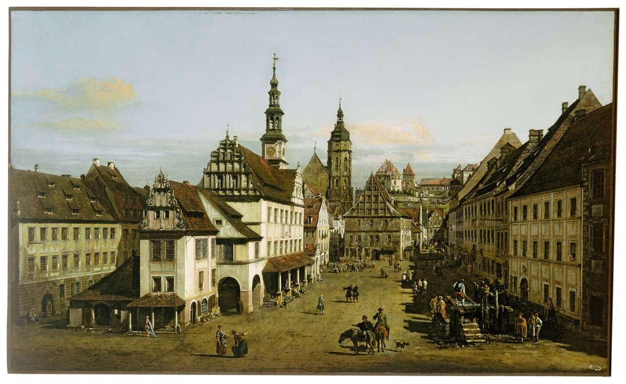 Alemão: Städtebild (Mercado em Pirna) O Mercado em Pirna de Bernardo Bellotto