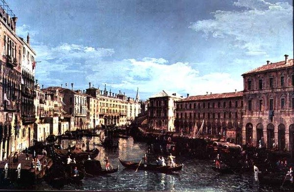 Grand Canal, Veneza, olhando para Sul até à Ponte Rialto de Bernardo Bellotto