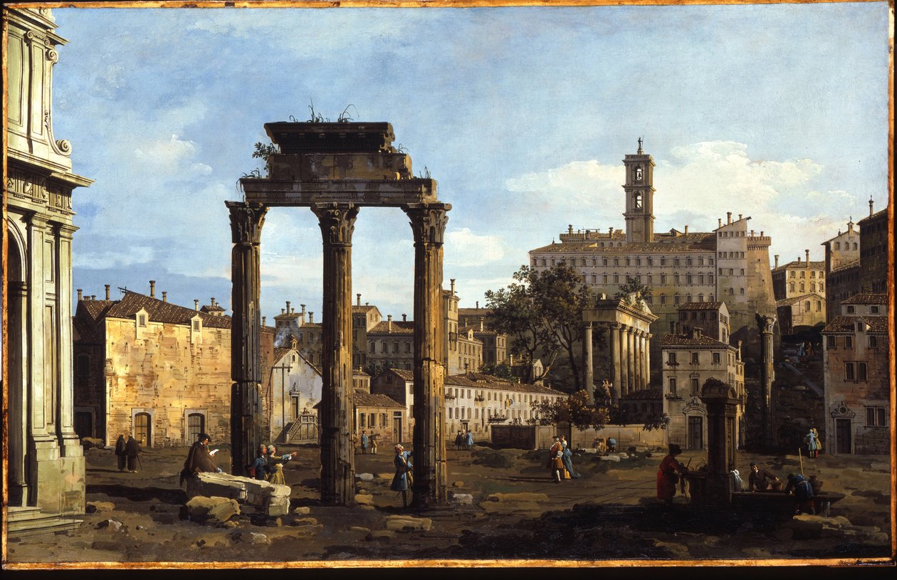 Roma - Fórum com o Templo de Castor e Pólux, c.1742-43 de Bernardo Bellotto