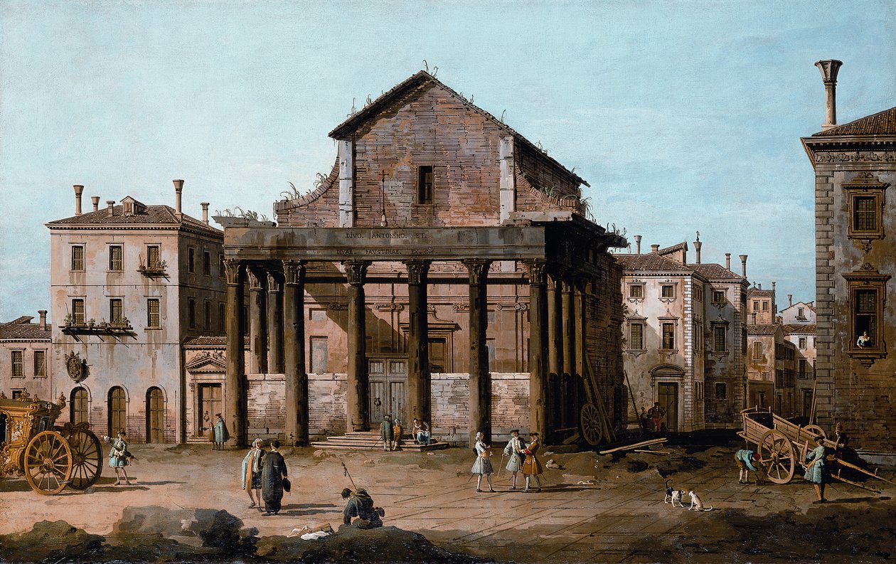 Roma - O Templo de Antonino e Faustina no Fórum, c.1742-43 de Bernardo Bellotto