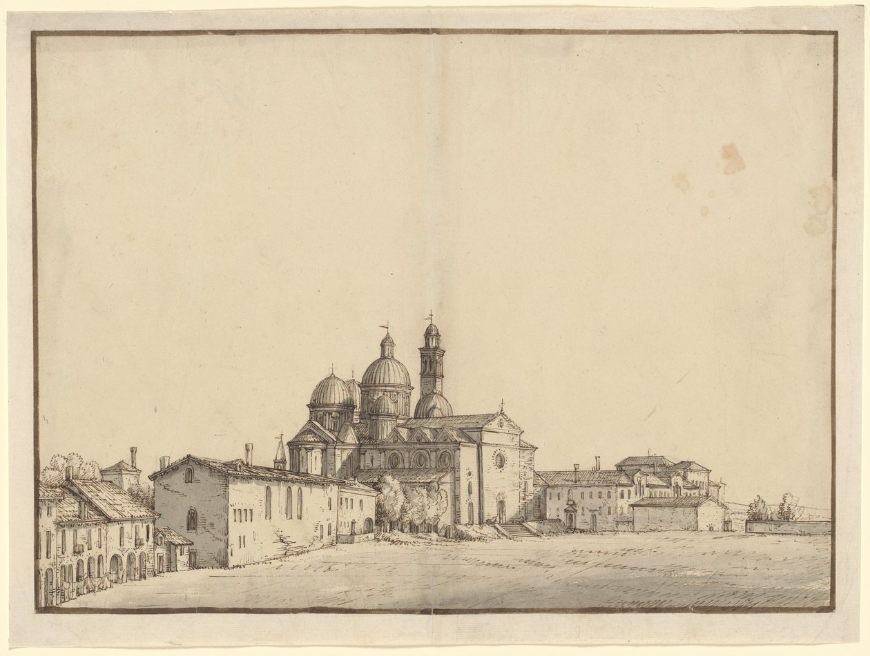 Santa Justina e o Prato della Valle, em Pádua de Bernardo Bellotto