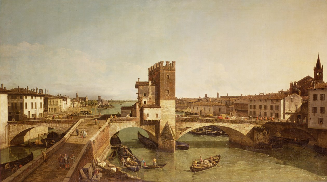 A ponte em Delle Navi, Verona de Bernardo Bellotto