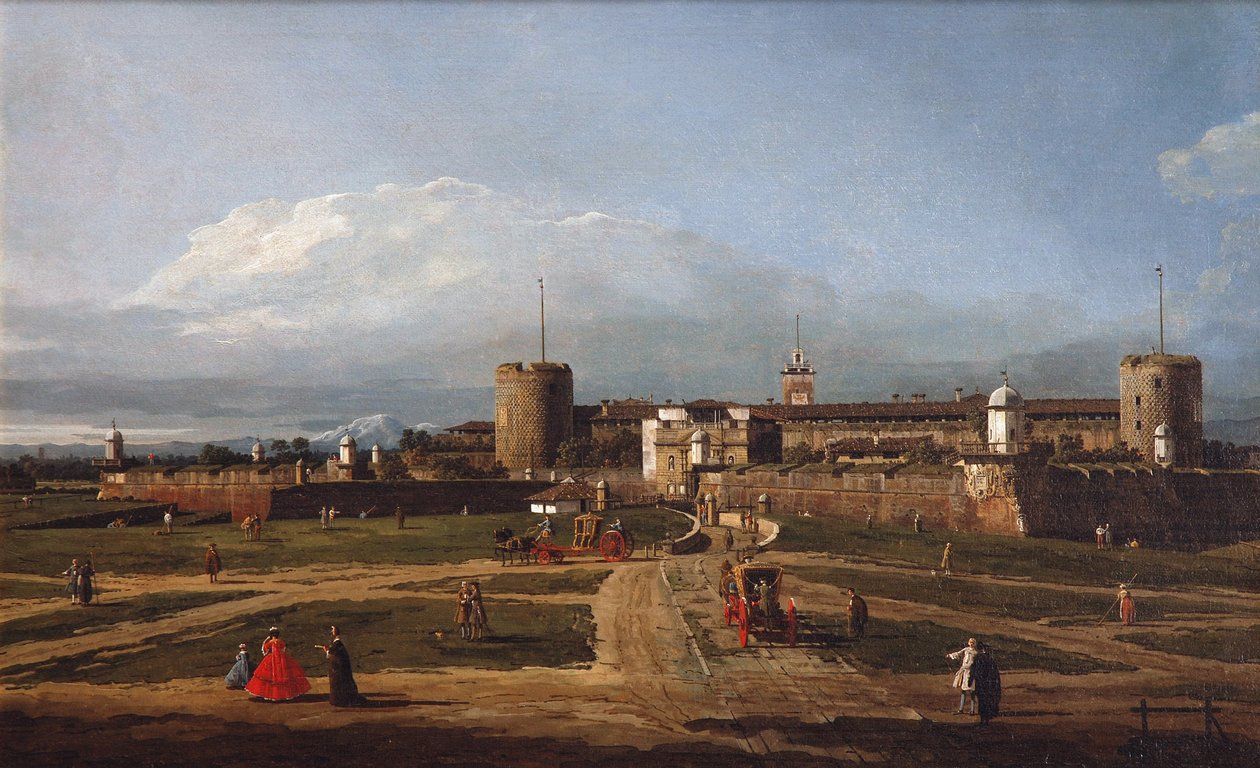 O Castello Sforzesco em Milão, c.1744 de Bernardo Bellotto