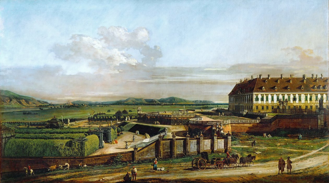 O castelo de Schlosshof visto do norte, entre 1758 e 1761 de Bernardo Bellotto