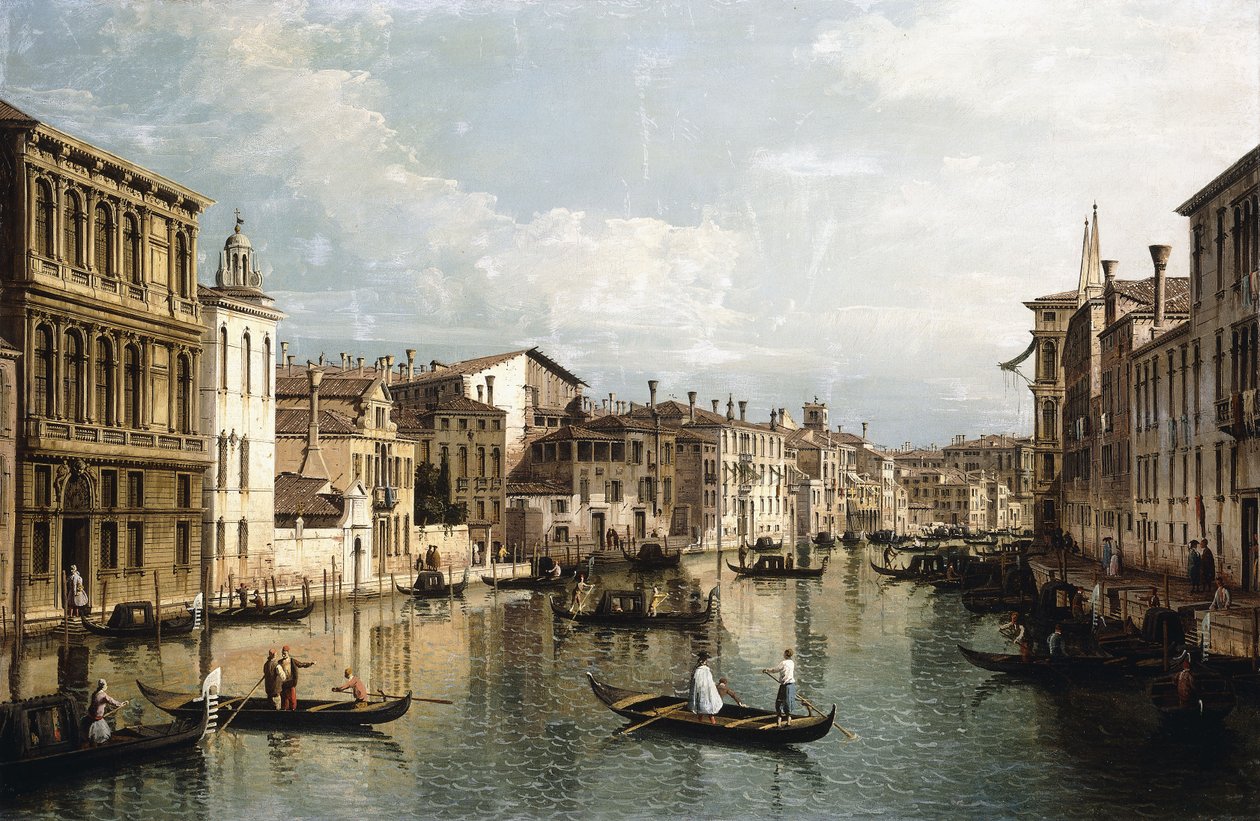 O Grande Canal, Veneza, olhando para leste, do Palazzo Flangini ao Palazzo Venramin Calergi, c.1742 de Bernardo Bellotto