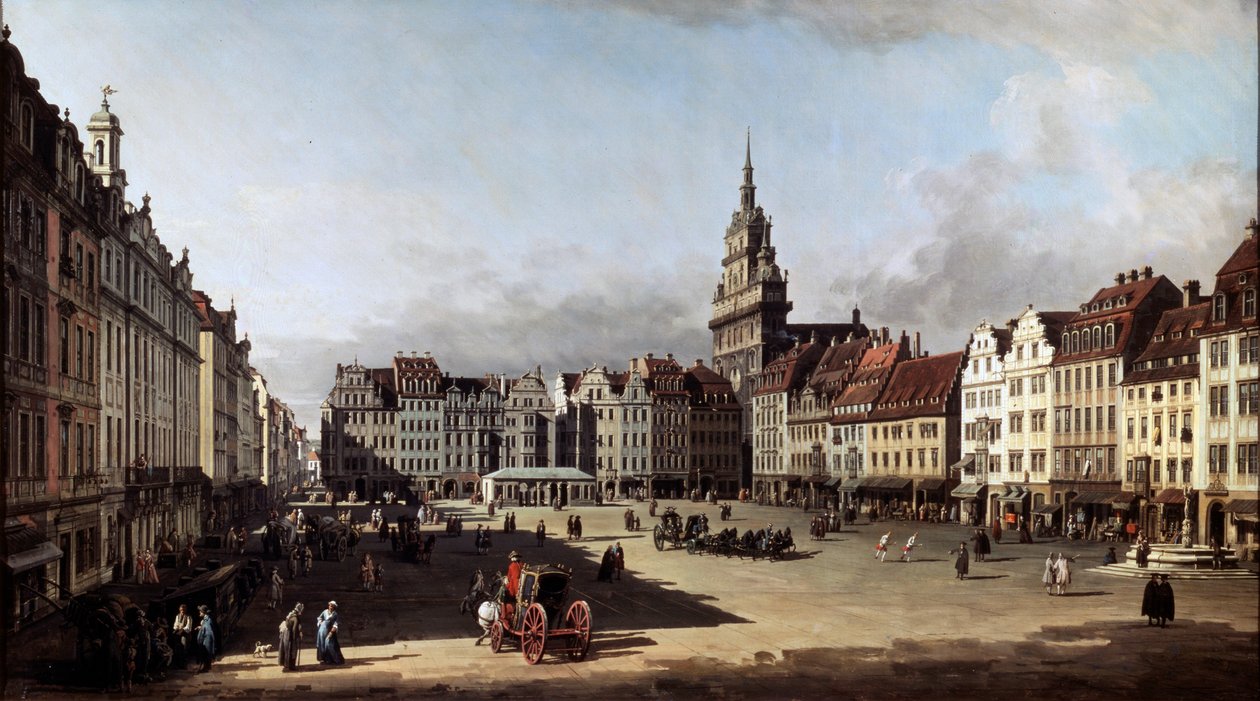 O mercado antigo em Dresden, c1750-c1752 de Bernardo Bellotto