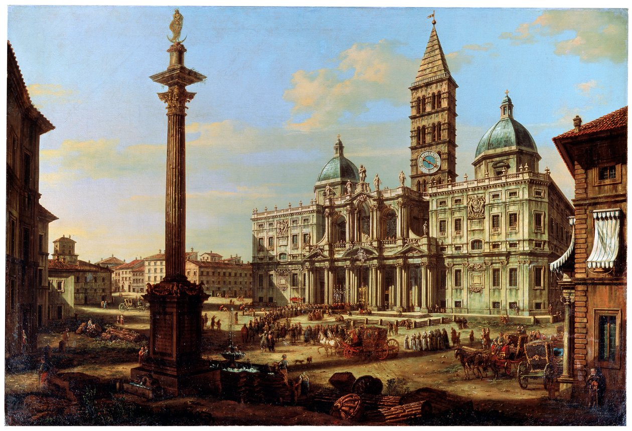 A praça e a igreja de Santa Maria Maggiore em Roma, 1739 de Bernardo Bellotto