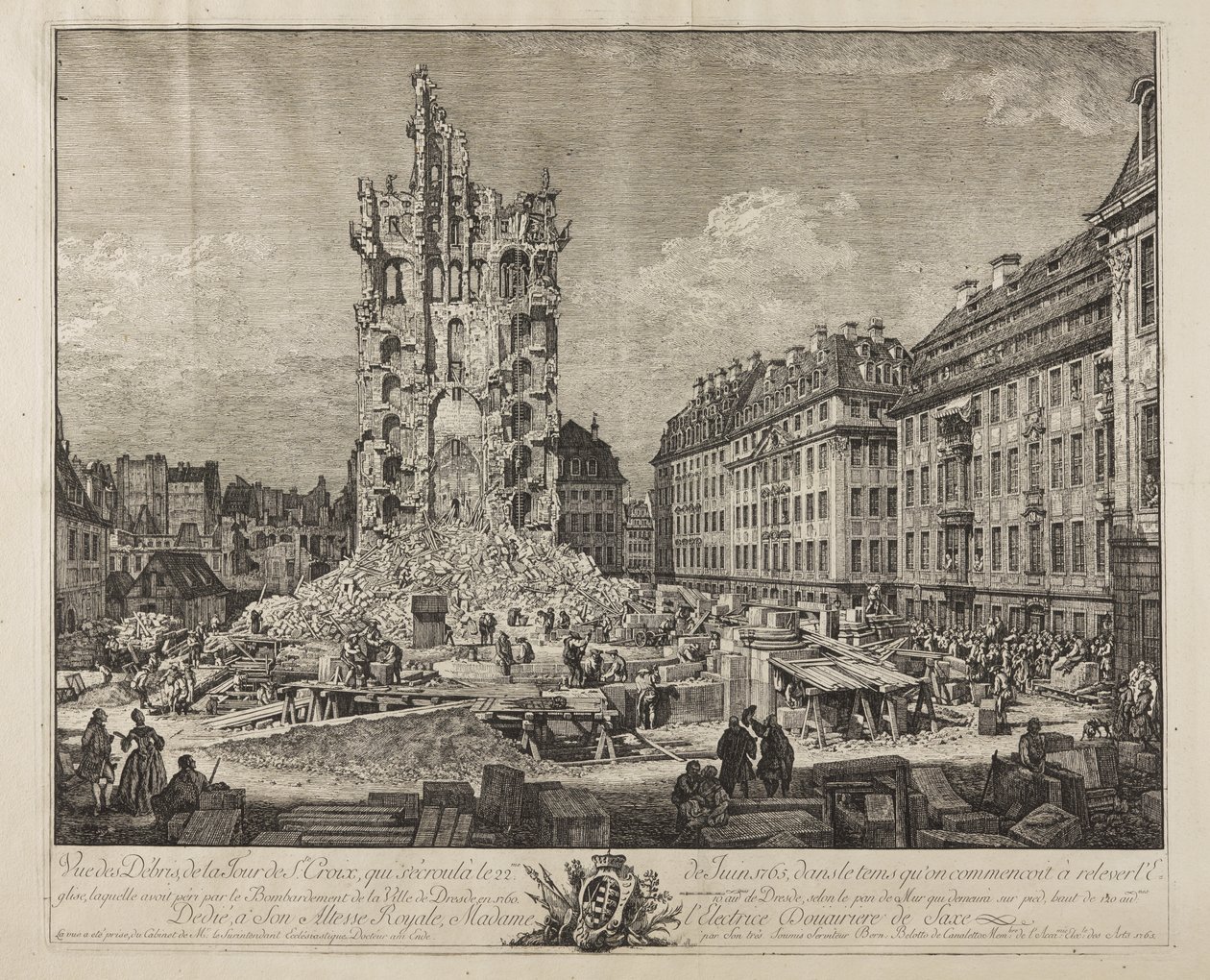 As Ruínas do Velho Kreuzkirche, Dresden de Bernardo Bellotto