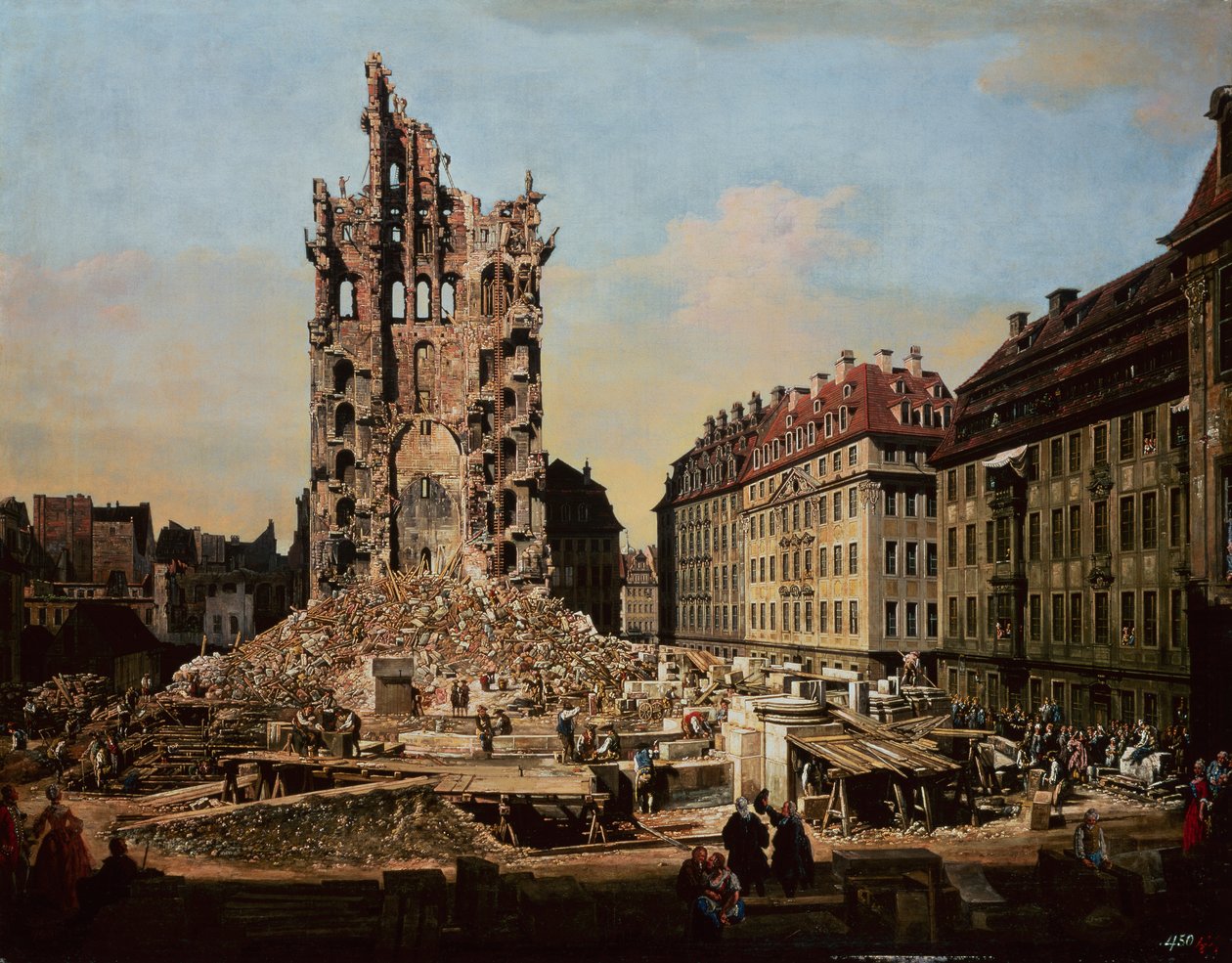 As ruínas da antiga Kreuzkirche de Bernardo Bellotto