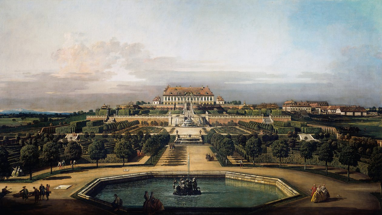 O castelo imperial Schlosshof, lado do jardim de Bernardo Bellotto