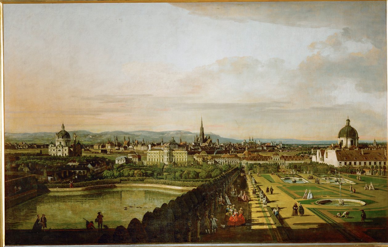 Viena vista do Belvedere ... (óleo sobre tela) de Bernardo Bellotto