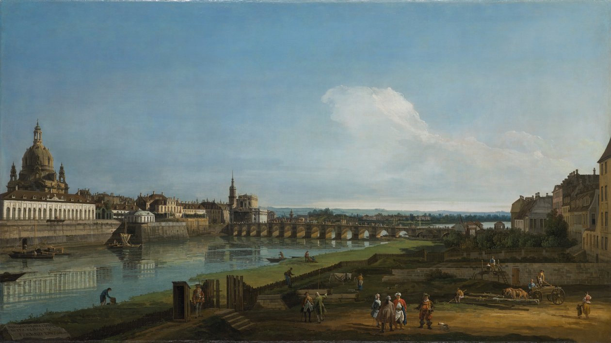 Vista de Dresden com a Frauenkirche à esquerda, 1747 de Bernardo Bellotto